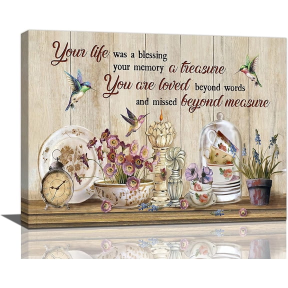 Farmhouse Kitchen Decor Wall Art Rustic Flower Pictures Wall Decor Memorial Gifts Canvas Painting Prints Modern Artwork Home Decoration for Bedroom Living Room 12"x16"