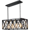 thumbnail image 1 of Farmhouse Kitchen Island Lighting Pendant Light Fixture Chandelier 4-Light Rectangular Pendant Lighting for Dining Room Bar Foyer(Height Adjustable), 1 of 7