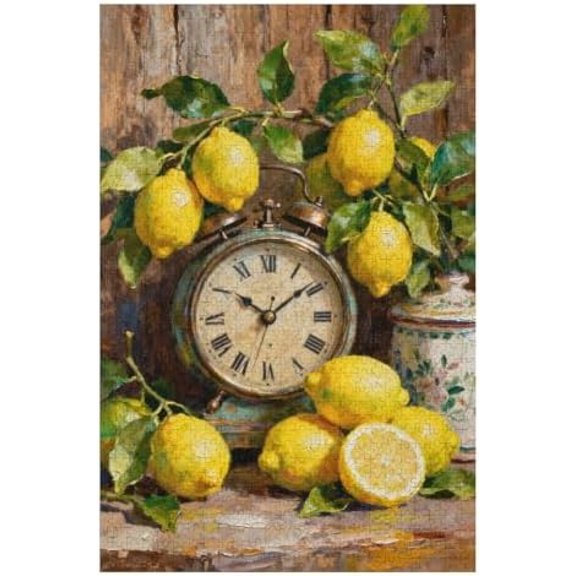 Farmhouse Kitchen Lemons Still Life 500 Piece Jigsaw Puzzle for Adults, Rustic Culinary Art Puzzle for Relaxing Evenings, Vintage Home Decor