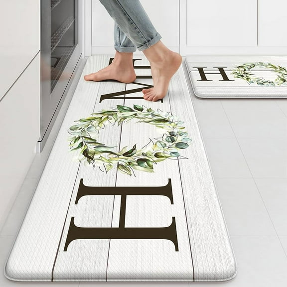 Farmhouse Kitchen Mat 2PCS Anti Fatigue Kitchen Rugs Non-Skid Waterproof Kitchen Floor Mat Cushioned Comfort Standing Mat for Office,Laundry,Sink,Home