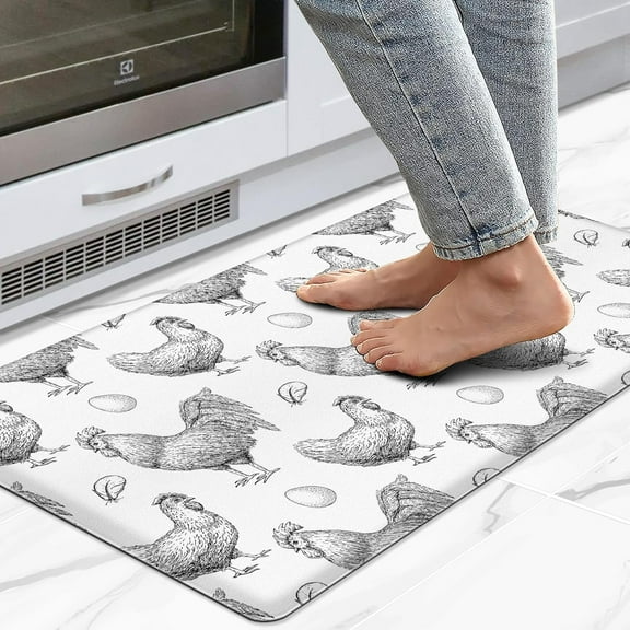 Farmhouse Kitchen Mat Rooster Rugs for Kitchen Floor Anti Fatigue Mat for Standing Desk Office Kitchen Floor Mats Non Slip Waterproof Kitchen Matt for Standing 17.3"x29", Farmhouse