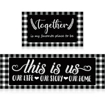 Farmhouse Kitchen Mat Set of 2 Non Slip Thick Kitchen Rugs and Mats Buffalo Plaid Waterproof Anti Fatigue Mats for Kitchen Floor Farmhouse Kitchen Rug Runner Standing Mat, 17 x 47 Inch, 17 x 30 Inch