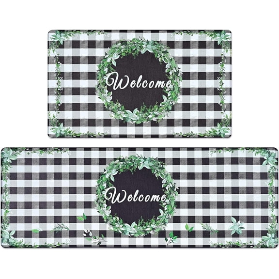 Farmhouse Kitchen Mats for Floor 2 Piece, Spring Watercolor Floral Kitchen Rugs Set, Cushioned Anti Fatigue Mats for Kitchen Floor Mat, Kitchen Rug and Mats Non Skid Waterproof
