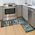 thumbnail image 1 of Farmhouse Kitchen Mats for Floor, Green Brown Turquoise Teal Kitchen Rugs Set of 2 Carpet Non-Slip Area Runner Rug, Vintage Modern Rustic Kitchen Decor and Accessories Stuff, 17x30 and 17x47 Inch, 1 of 6