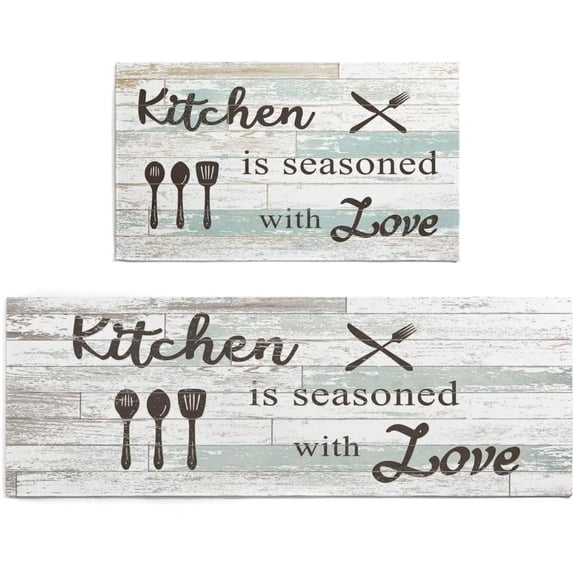 Farmhouse Kitchen Mats for Floor Non Slip Kitchen Sink Floor Mats Washable Kitchen Mats Sets2 Pieces Anti Fatigue Kitchen Rugs with Sayings for Home Office Bathroom Entryway Decoration