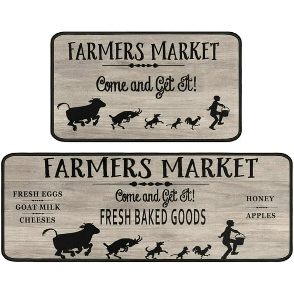 Farmhouse Kitchen Mats for Floor Set of 2,Anti Fatigue Mats for Kitchen Floor, Comfort Standing Kitchen Rugs and Mat, Non-Slip Cushioned Anti Fatigue Rug, 17'''' X 47'''' + 17'''' X 30''''