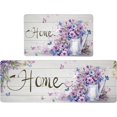 thumbnail image 1 of Farmhouse Kitchen Mats for Floor Set of 2 Cushioned Anti Fatigue Kitchen Rugs Purple Floral Non Slip Rubber Waterproof Memory Foam Comfort Standing Mat for Office Laundry, 17.3"x28"+17.3"x47", 1 of 6