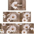 thumbnail image 1 of Farmhouse Kitchen Mats for Floor Set of 3 Piece with Runner, Rustic Brown Beige Kitchen Floor Mat Rug Carpet Daisy Kitchen Decor and Accessories Stuff for Home, Daisy Brown, 1 of 6