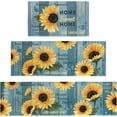 thumbnail image 1 of Farmhouse Kitchen Mats for Floor Set of 3 Piece with Runner, Rustic Teal Turquoise Kitchen Floor Mat Rug Carpet Yellow Sunflower Kitchen Decor and Accessories Stuff for Home, Sunflower Teal, 1 of 5