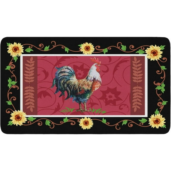 Farmhouse Kitchen Mats Non-Slip Farm Rooster Kitchen Rugs Seasonal Home Decor Low Profile Washable Floor Mat 30x17 Inch
