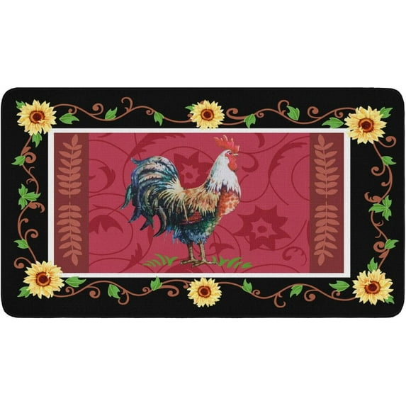 Farmhouse Kitchen Mats Non-Slip Farm Rooster Kitchen Rugs Seasonal Home Decor Low Profile Washable Floor Mat 30x17 Inch