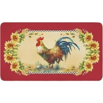 Farmhouse Kitchen Mats Non-Slip Red Farm Rooster Kitchen Rugs Seasonal Home Decor Low Profile Washable Floor Mat 30x17 Inch