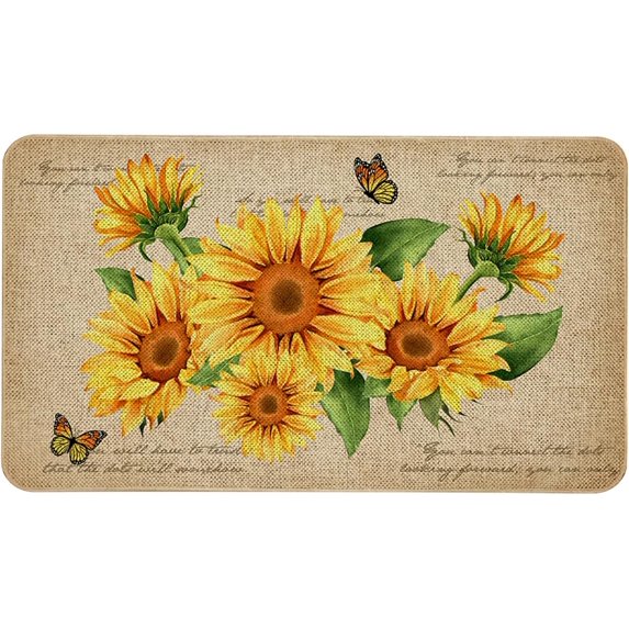 Farmhouse Kitchen Mats Non-Slip Sunflower Kitchen Rugs Seasonal Flowers Home Decor Low Profile Washable Floor Mat 30x17 Inch