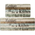 thumbnail image 1 of Farmhouse Kitchen Mats Sets 2 Piece Cushioned Anti-Fatigue Comfort Mat for Home & Office Ergonomically Engineered Memory Foam Kitchen Rug Waterproof Non-Skid, 30" by 17" + 47" by 17",Happiness, 1 of 6