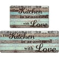 thumbnail image 1 of Farmhouse Kitchen Mats Sets 2 Piece Memory Foam Kitchen Rug Waterproof,Rustic Wooden Kitchen Rugs and Mats for Home & Office,Non Slip Cushioned Anti-Fatigue Comfort Mat,17"x 47"+ 17"x 30", 1 of 6