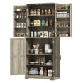 thumbnail image 1 of Farmhouse Kitchen Pantry Cabinet, 72” Tall with Barn Doors, 4 Adjustable Shelves, 8 Door Racks, Gray Wash - Kitchen Storage Organizer, 1 of 9