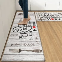 Farmhouse Kitchen Rug 2 Pieces Set, Washable Non-Slip Kitchen Sink Rustic Decor Carpet, Home Water Absorb Microfiber Cushioned Kitchen Floor Standing Mats 16"x47" 16"x24"