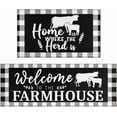 thumbnail image 1 of Farmhouse Kitchen Rug and Mats Non-Slip Washable Anti-Fatigue Kitchen Mats 2-Pc Black Buffalo Plaid Kitchen Rug Floor Comfort Mats for Kitchen Sink Front Two-Piece Set, Black 17x30+17x47 Inch, 1 of 6