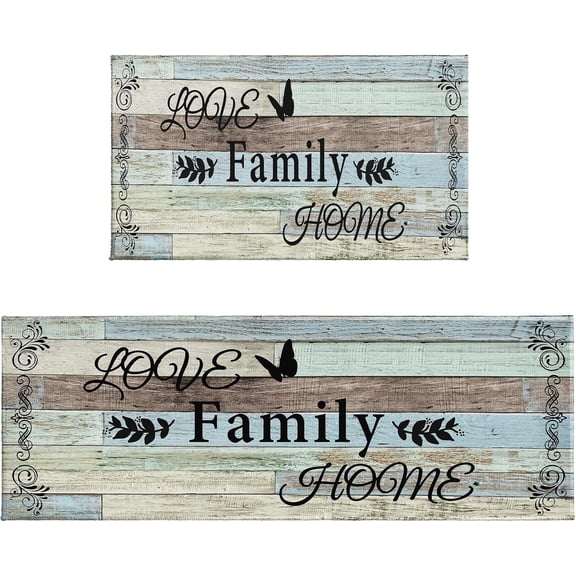 Farmhouse Kitchen Rug Set of 2 Non Slip Kitchen Mats for Floor Rustic Kitchen Rugs and Mats Set Comfort Standing Desk Mat Carpet for Sink, Office, Laundry