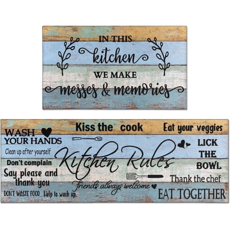 Farmhouse Kitchen Rug Sets of 2 Piece Non Slip Kitchen Rugs and Mats Washable Kitchen Mats for Kitchen Floor Mat Carpet Runner Rugs for Hallway Laundry Decor 17”x30“+17'''' X 47''''