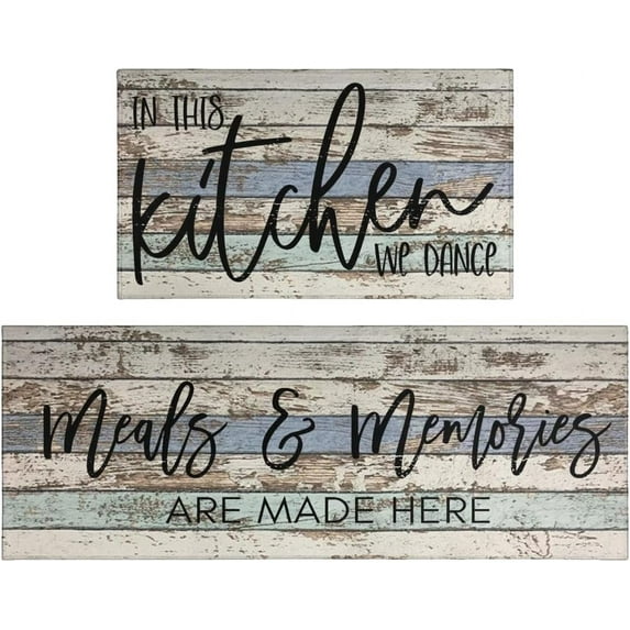 Farmhouse Kitchen Rug Sets of 2 Piece Non Slip Kitchen Rugs and Mats Washable Kitchen Mats for Kitchen Floor Mat Carpet Runner Rugs for Hallway Laundry Decor 17"x30"+17"x47"