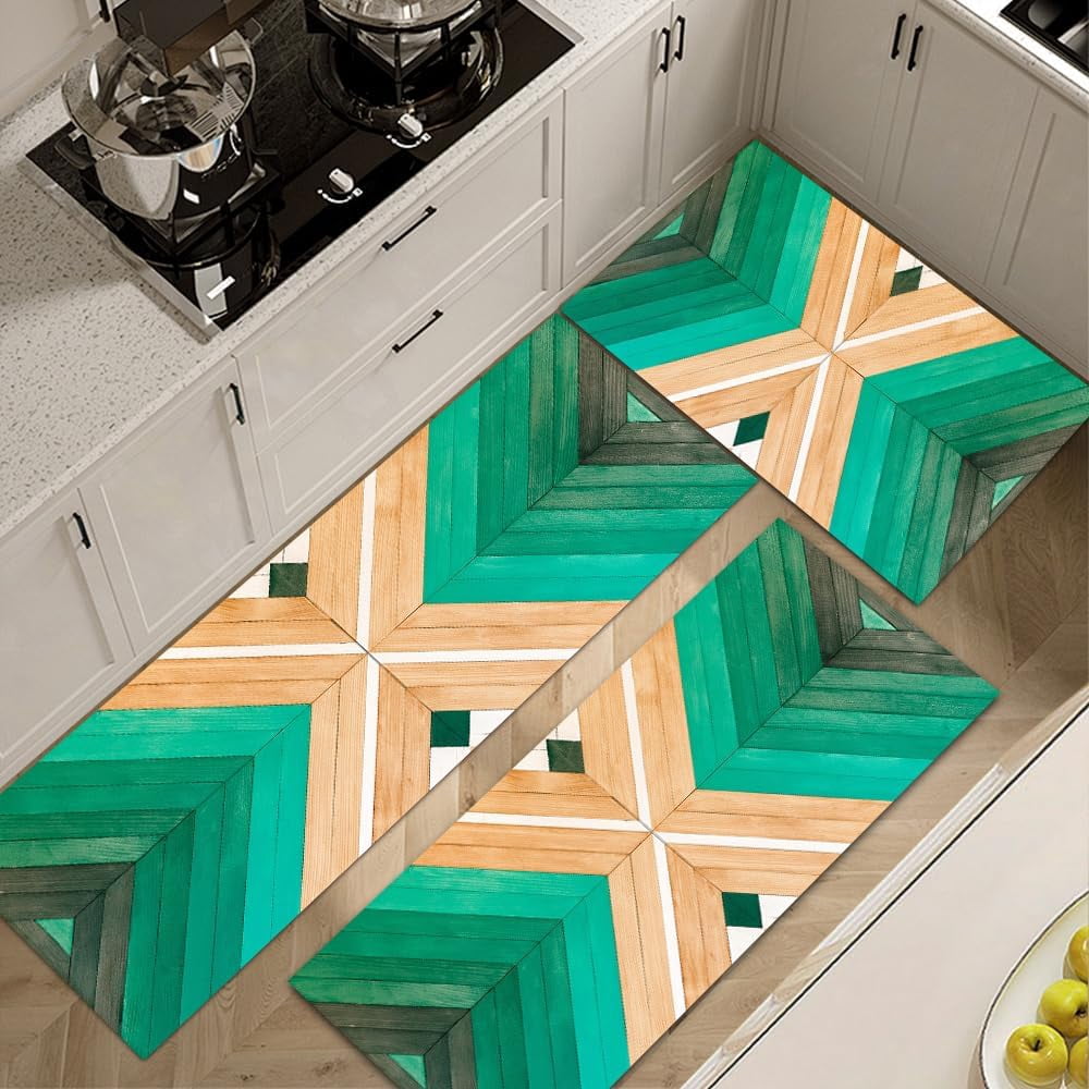 Farmhouse Kitchen Rug Sets 3 Piece,Green Non Slip Kitchen Rugs and Mats ...