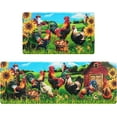 thumbnail image 1 of Farmhouse Kitchen Rugs [2 PCS] Anti-Fatigue Kitchen Mats for Floor Sunflower Farm Rooster Kitchen Rugs Non-Slip Washable Waterproof Cushioned Mat for Home/Office/Sink, 18''''x30''''+18''''x48'''', 1 of 6