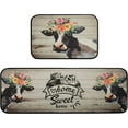 thumbnail image 1 of Farmhouse Kitchen Rugs Bull''s Head Flower Kitchen Mat Home Sweet Home Cow Floor Rug Non Slip Kitchen Runner Rug Throw Rugs Indoor/Outdoor Floor Mat for Home Kitchen Entrance Door Mat 17x30+17x47inch, 1 of 6