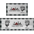 thumbnail image 1 of Farmhouse Kitchen Rugs and Mats 2 Pieces, Rooster Decor, Buffalo Plaid Sunflowers Anti Fatigue Non Slip Mat Farm House Runner for Kitchen, Laundry 17x30+17x47inch Grey, 1 of 6
