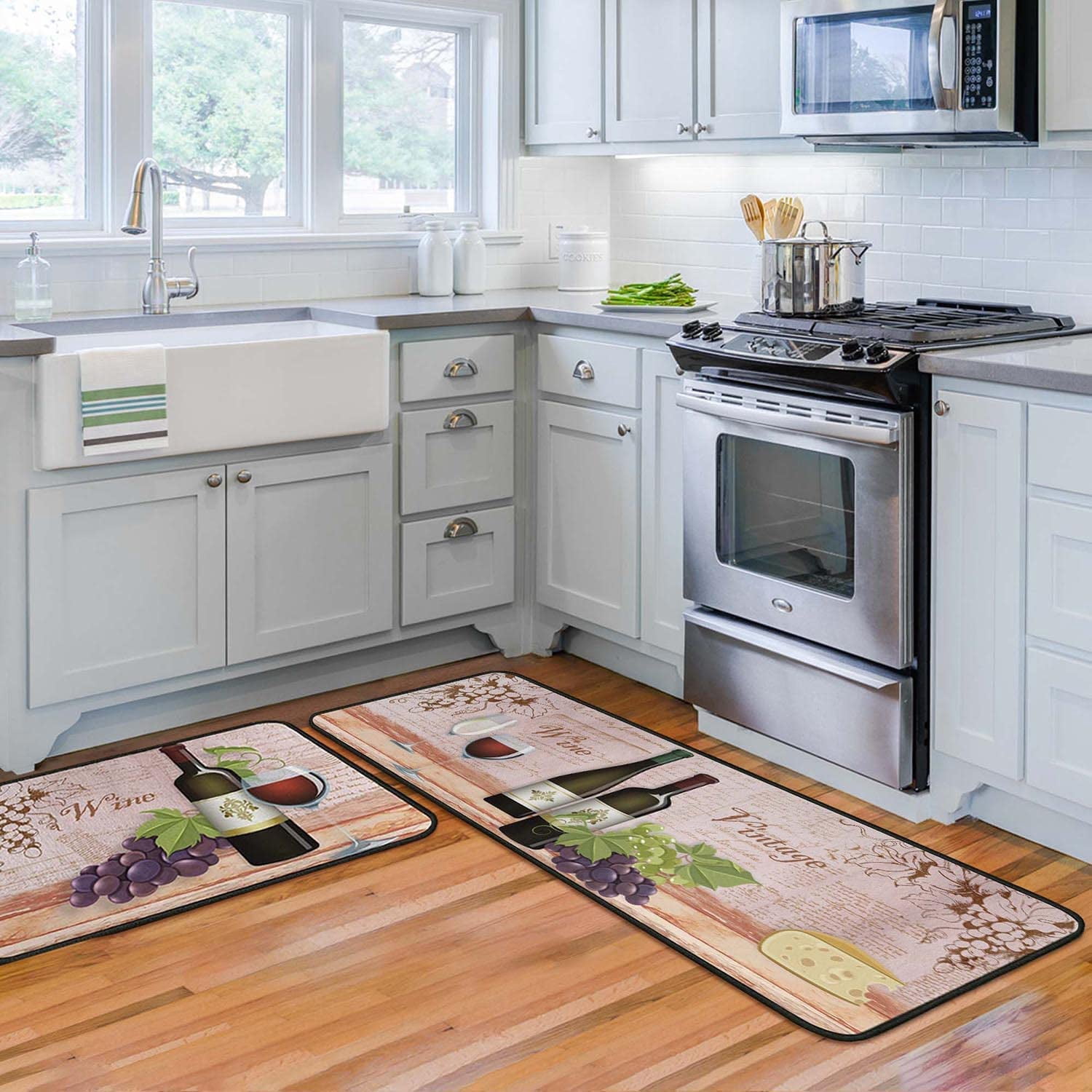 Farmhouse Kitchen Rugs and Mats Non Skid Washable, Non-Slip Backing ...