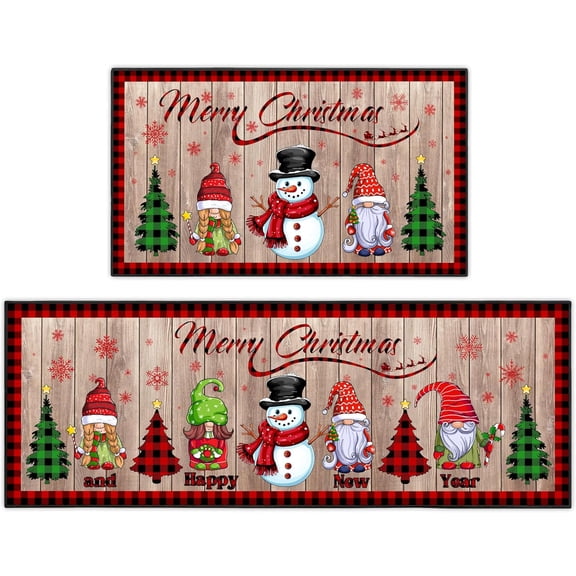 Farmhouse Kitchen Rugs and Mats Set of 2, Farm Rooster Kitchen Mat, Seasonal Holiday Cooking Sets Washable Non-Slip Floor Mats for Home Kitchen Decor - 17x29 and 17x47 Inch