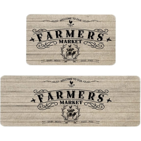 Farmhouse Kitchen Rugs and Mats Set of 2, Farmhouse Kitchen Mat, Seasonal Holiday Cooking Sets Low-Profile Non-Slip Floor Mats for Home Kitchen Decor - 17x29 and 17x47 Inch