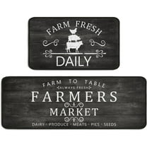 Farmhouse Kitchen Rugs Set of 2,Rustic Kitchen Rugs Farmhouse Style Mat Non-Slip Washable, Farmhouse Kitchen Decor Anti-Fatigue Floor Mat for Kitchen Sink Laundry Room, 17x30 17x47inch Black