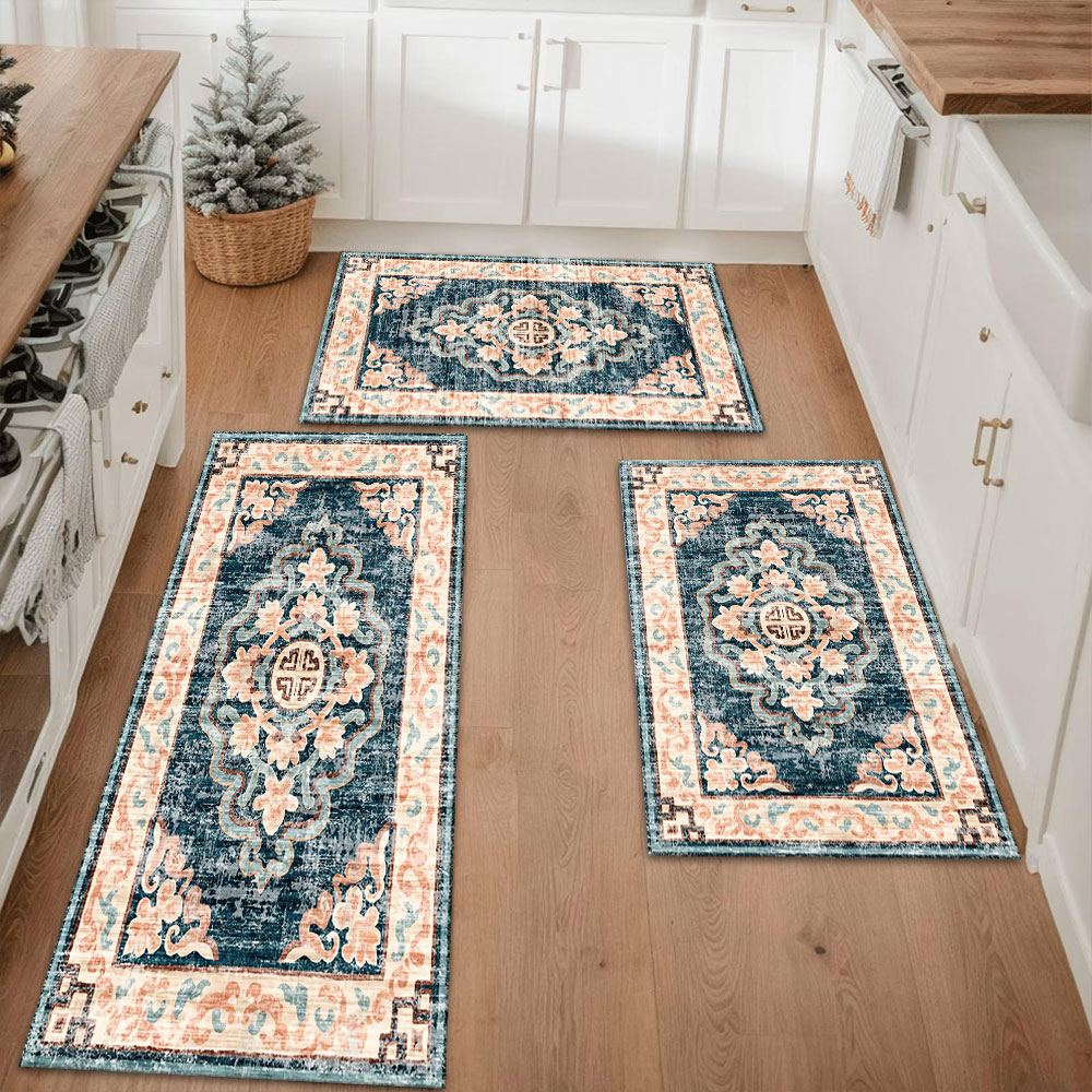 Farmhouse Kitchen Rugs Set 3 Piece, Boho Kitchen Mats for Floor, Non ...