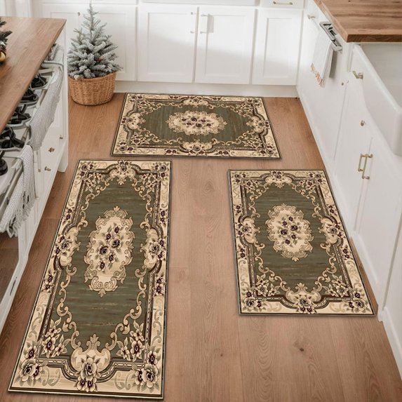 Farmhouse Kitchen Rugs Set 3 Piece, Boho Kitchen Mats for Floor, Non-Slip Kitchen Rug Waterproof Mats for Kitchen, Runner Rugs for Hallway Laundry Holiday Sink Decor