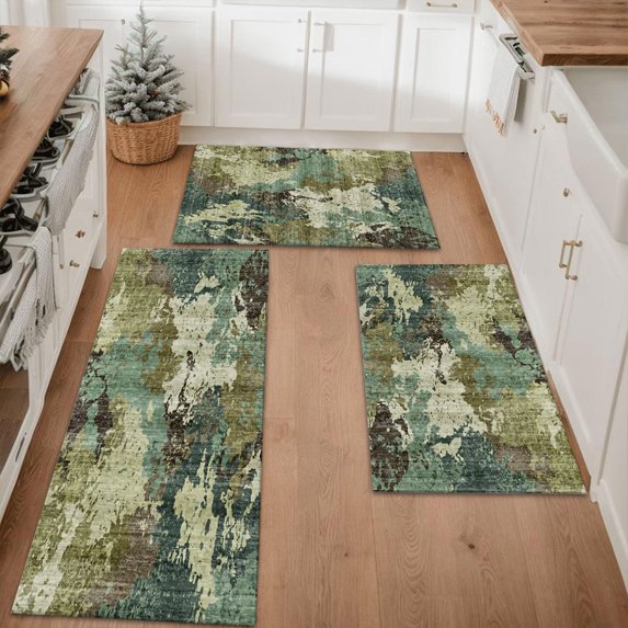 Farmhouse Kitchen Rugs Set 3 Piece, Boho Kitchen Mats for Floor, Non-Slip Kitchen Rug Waterproof Mats for Kitchen, Runner Rugs for Hallway Laundry Holiday Sink Decor