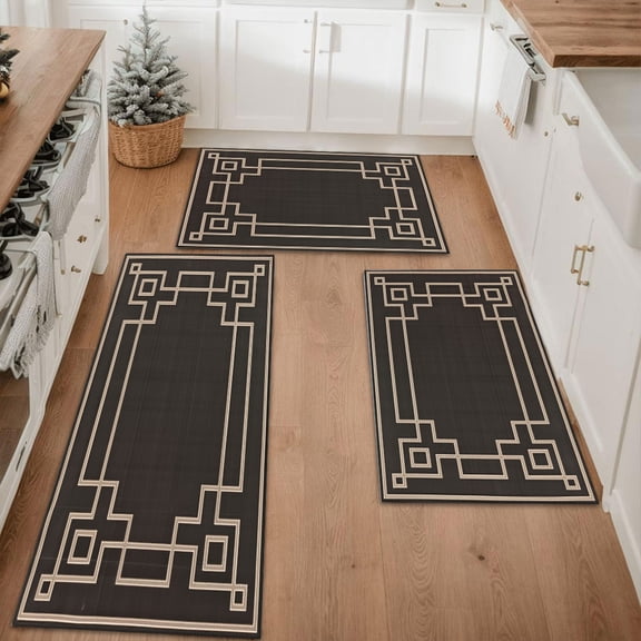Farmhouse Kitchen Rugs Set 3 Piece, Boho Kitchen Mats for Floor, Non-Slip Kitchen Rug Waterproof Mats for Kitchen, Runner Rugs for Hallway Laundry Holiday Sink Decor