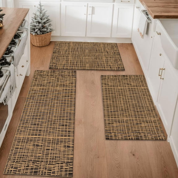 Farmhouse Kitchen Rugs Set 3 Piece, Boho Kitchen Mats for Floor, Non-Slip Kitchen Rug Waterproof Mats for Kitchen, Runner Rugs for Hallway Laundry Holiday Sink Decor