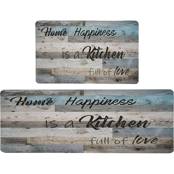 Farmhouse Kitchen Rugs Sets of 2 Cushioned Anti Fatigue Kitchen Mats for Floor Rustic Non Slip Waterproof Kitchen Floor Mat Memory Foam Comfort Standing Mat for Kitchen, 17"x28"+17"x47"