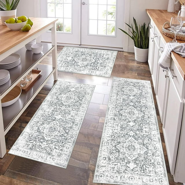Farmhouse Kitchen Rugs Sets of 3, Kitchen Runner Rugs Non Slip Washable