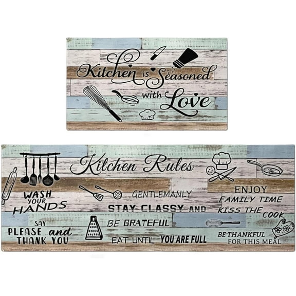 Farmhouse Kitchen Rugs Sets of 2 Non Slip Washable Farmhouse Kitchen Mats for Floor 2 Piece Country Rustic Rug Mat Set Home Decor