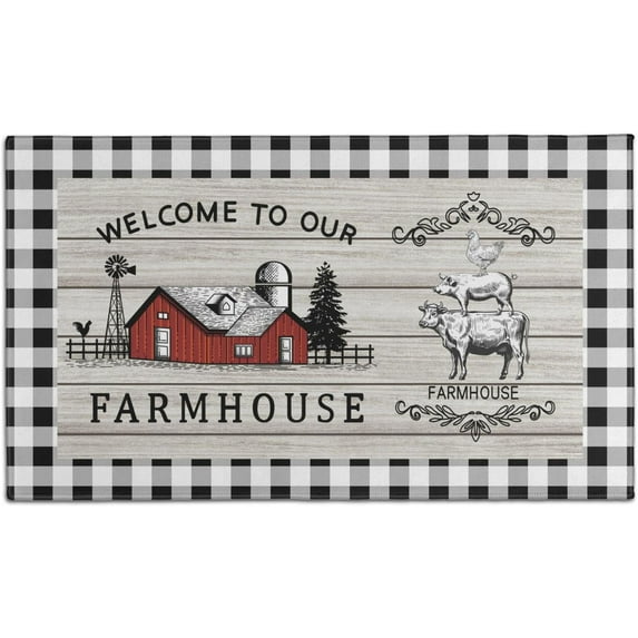 Farmhouse Kitchen Rugs and Mats 30x17 Inch, Farm Kitchen Rug, Washable Non Skid Floor Mat for Home Kitchen Decor