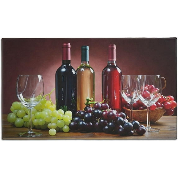 Farmhouse Kitchen Rugs and Mats 30x17 Inch, Wine Kitchen Rug, Washable Non Skid Floor Mat for Home Kitchen Decor