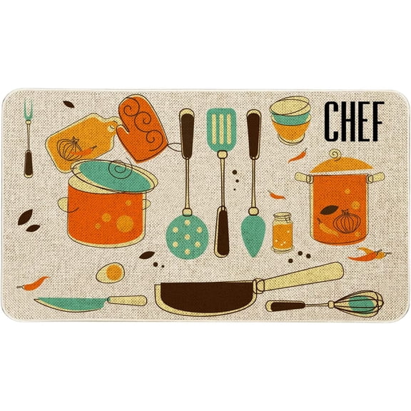 Farmhouse Kitchen Rugs and Mats, Chef Door Mat, Seasonal Washable Non-Slip Floor Mats for Home Kitchen Decor 30x17 Inch