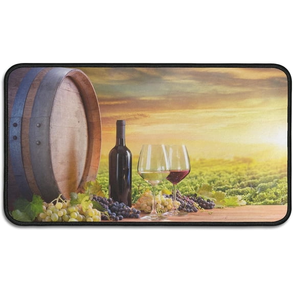 Farmhouse Kitchen Rugs and Mats, Farm Red Wine Door Mat, Seasonal Washable Non-Slip Floor Mats for Home Kitchen Decor 30x17 Inch