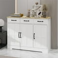 thumbnail image 1 of Farmhouse Kitchen Sideboard Buffet Cabinet, 3-Doors 3-Drawers Farmhouse Storage Cabinet with Adjustable Shelves, White, 1 of 7