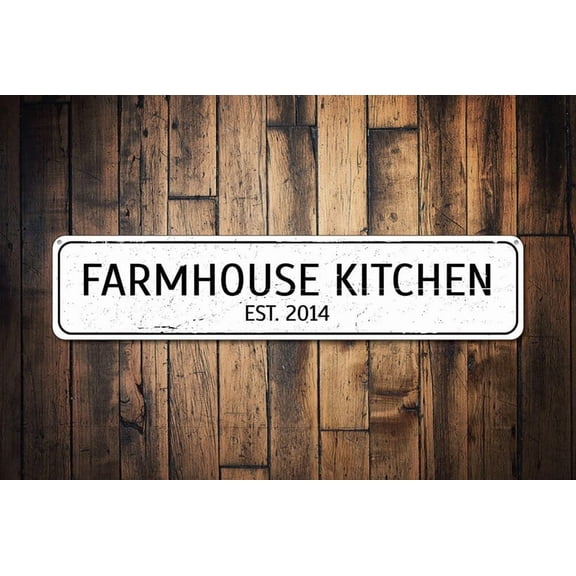 Farmhouse Kitchen Sign Established Date Sign Custom Kitchen Chef Sign Country Kitchen Decor Farmer House - Size: 16 x 4 Inches