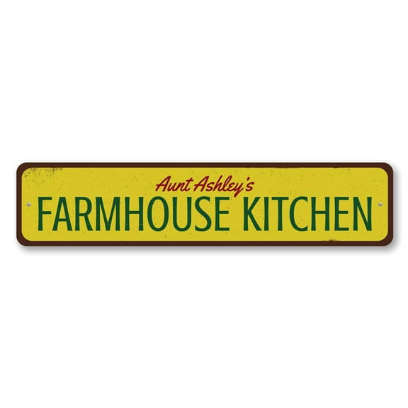 Farmhouse Kitchen Sign, Kitchen Chef Name Sign, Custom Farm Lover Sign, Farmhouse Aluminum Decor - 4x18 inches