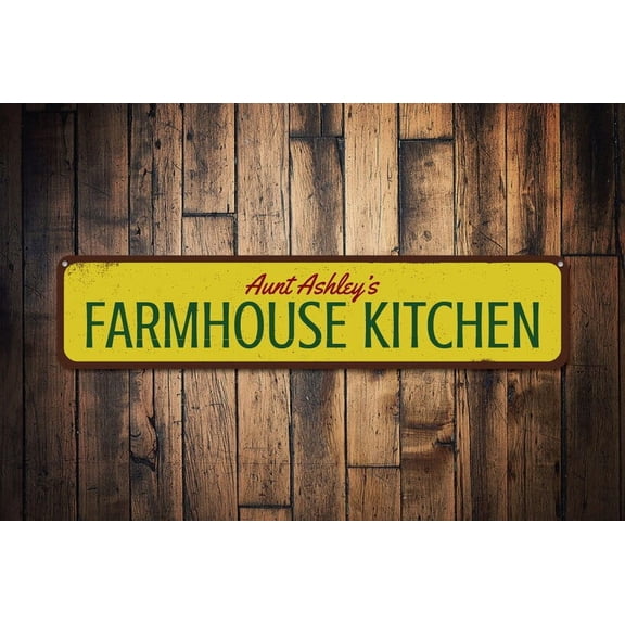 Farmhouse Kitchen Sign Kitchen Chef Name Sign Custom Farm Lover Sign Metal Farmhouse Decor - Kitchen Sign - Size: 16 x 4 Inches
