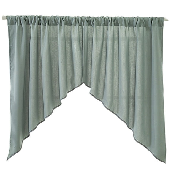 Farmhouse Kitchen Swag Valance Pair Solid Color Rod Pocket Swag Curtain For Small Window - Style 1
